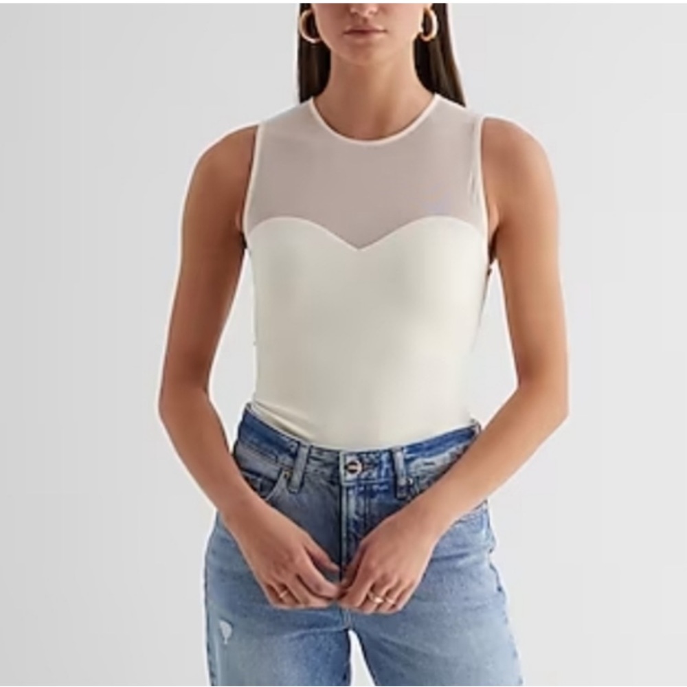 NWT Express Body Contour Mesh-trim Bodysuit - Large